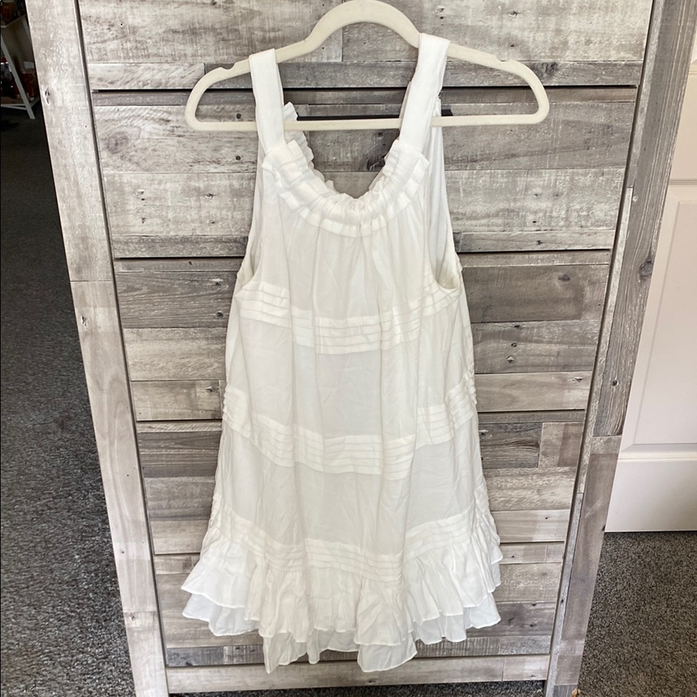 Mustard Seed White Ruffled Tiered Mini Dress